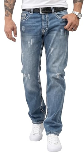 Rock Creek, RC-2056 - Jeans da uomo con cuciture spesse, stile vintage, colore blu, Blu - Rc-2268, 42W x 36L