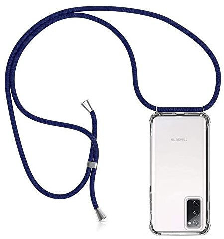 Casecool Handykette Hülle kompatibel mit Samsung Galaxy S20 FE 4G / S20 FE 5G, Handyhülle Handy Necklace Hülle mit Band Schutzhülle Kordel zum Umhängen Transparent Weich TPU Silikon Tasche, Blau