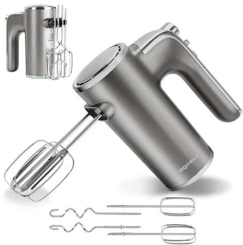 Aigostar Hand Mixer Electric Whisk 400W Handheld Mixer for Baking Egg Cake Cream with 5 Speeds and Turbo Boost,Ejection Button, Stainless Steel Beaters and Dough Hooks for Food Beater - Adela 30XQA