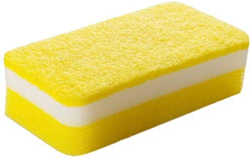 Hinleise Sponge Scouring Pads Cleaning Sponge Brush Catering Dish Washing Sponges Three-Layer Scourer Cleaning Brush Cleaning Tools(Yellow), 1pc