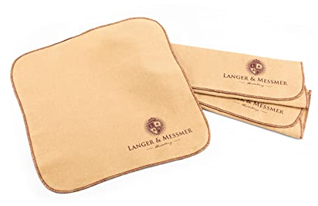 Langer & Messmer panni per lucidare la pelle liscia in 100% cotone in un pratico set - Il panno per lucidare le scarpe per la cura professionale delle calzature (Bordeaux | Beige)