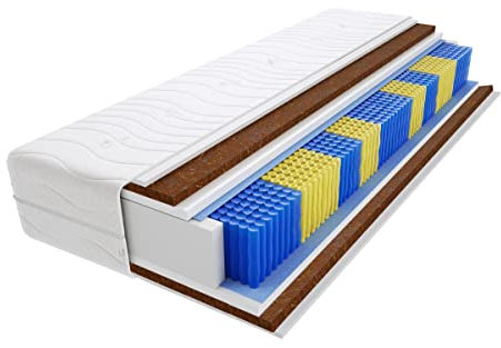 Godre Matratze 70x200 cm Doppelmatratze, H4 Hart Federkernmatratze, Taschenfederkernmatratze 18 cm Hoch Kokosfaser Hypoallergene, HR-Schaum, Wendematratze mit Klimafaser Panama Multitaschen