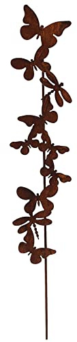 Rost Gartenstecker Schmetterlinge und Libellen 123 cm Edelrost Gartendeko Metall Gartendekoration