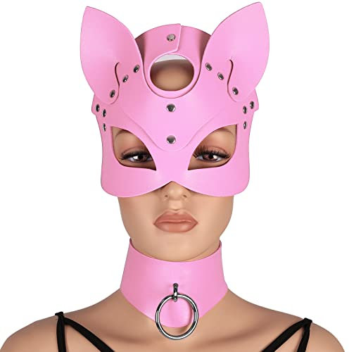 BANSSGOTH Frau Leder Maske Einstellbare Choker Schlüsselbein Kette Maske Maske Halloween Party Kostüm Requisiten