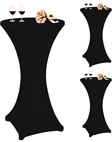 3er-Set Stretch Stehtisch Husse für Bistrotisch Ø 60-65 cm Schwarz