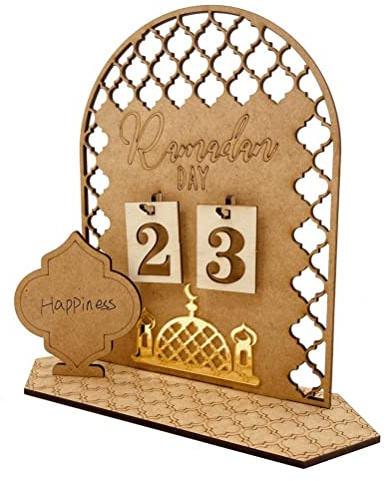 Ramadan Kalender, Eid Mubarak Dekoration DIY Ramadan aus Holz Countdown-kalender Ornament Gebet Ramadan Mubarak Deko Wohnzimmer Ramadan Geschenke Kinder