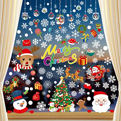 Bblike Adesivi per finestre di Natale 8 fogli window sticker decor fiocchi di neve fiocchi di neve immagini per porte, vetrine, frontali in vetro, decorazione natalizia riutilizzabile