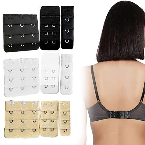 velvet london 9 Pcs Bra Extender 1 Hooks 2 Hooks 3 Hooks Soft and Comfortable Bra Bra Extensions Bra Strap Extenders Maternity Underwear (Black, White, Skin)