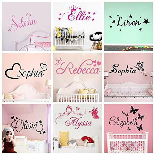 Jifu Calcomanía de Pared Con Nombre Personalizado - Vinilo Cortado, Letras de Vinilo Para Habitación de Niñas