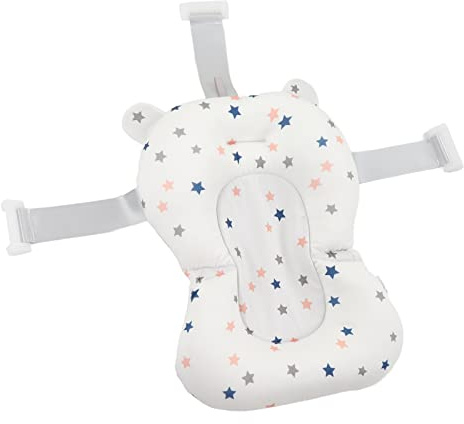 Asiento de Baño, Cojín Plegable, Cojín Flotante, Soporte de Baño Infantil Ajustable Seguro para Recién Nacido (estrellas blancas)