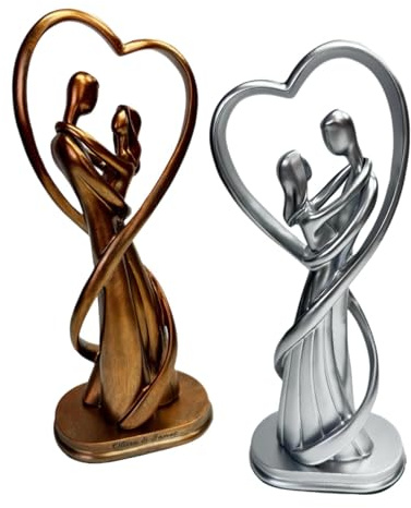 TinyGift Personalised Wedding Pottery or Bronze Anniversary Couple Figurines - Romantic Sculpture for Valentine's & Christmas Day - Copper Ornaments for The Home Living Room for Women & Men