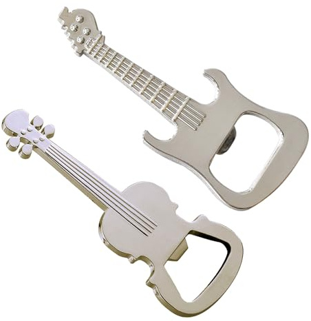 2 Pièces Instruments de Musique Décapsuleur en Verre Nouveau Porte-clés en Métal Ouvre-bouteilles Guitare Bouteilles Bière Cadeaux