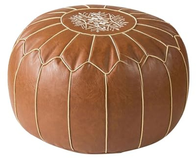 kowaku Funda de puf marroquí Hecha a Mano Estilo Bohemio, Taburete de Cuero otomano, cojín de Suelo sin Relleno, Color B