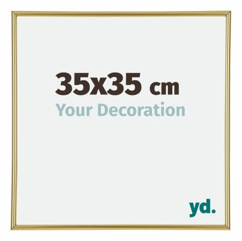 yd. Bilderrahmen 35x35 cm Gold - Kunststoff Rahmen Annecy | Your Decoration, Acrylglas aus Kunststoff, Wandmontage, Geeignet für Fotos, Poster und Puzzles, Made in Holland