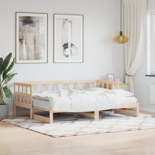 ARKEM Tagesbett Ausziehbar Weiß 80x200 cm Bett Ausziehbar Bett Zum Ausziehen Ausziehbares Tagesbett Bett Sofa Massivholz Kiefer - 836207
