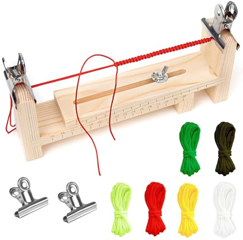 ARJDXDP Wood Paracord Jig Armband Maker, Paracord-Vorrichtung, Armband Herstellen Kit, Mit 6 Fallschirmschnüren Und 2 Klemme Zum Paracord-flechten Diy-armband-strickwerkzeug