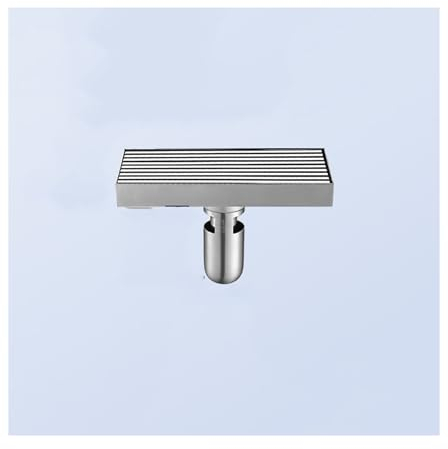 WRJAHCG Edelstahl Rechteck Duschrinne,Siphon Ablaufrinne Mit Gitter Panel E Haarsieb,Bodenablauf Mit Ventilkern,Center Drainage,8 * 20cm
