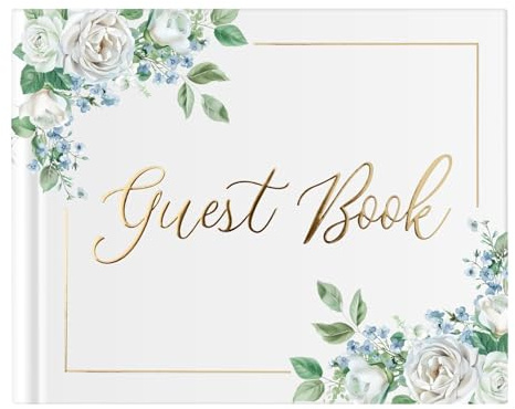 Wedding Guest Book for Guests to Sign, Elegant Wedding Guestbook Ideas, Sign in Book for Bridal and Baby Shower, Polaroid Guest Book, 100 Thick Lined and Blank Pages for Party, Wedding Books