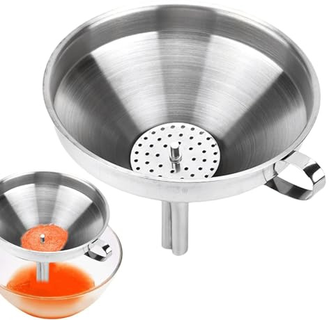 Embudo de acero inoxidable, embudo con colador | Embudo con filtro de malla,Embudo colador de malla fina, embudo colador de aceite para tarros, botellas, contenedores, cocina, cocina