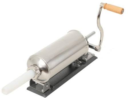 Cozyel Profi Wurstfüllmaschine aus Edelstahl (3 Liter, Silber) + Füllrohre, 3L Wurstfüller manuell, Wurstpresse, Wurstmaschine mit Tischklemme und Handkurbel, Edelstahl Wurstspritze
