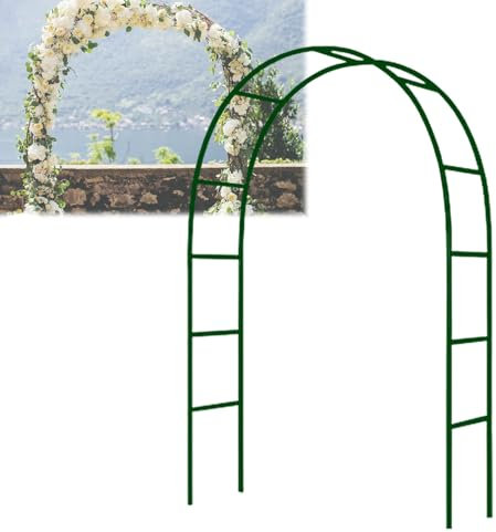 Arche de jardin en métal avec treillis et portail décoratif pour plantes grimpantes, vignes, fleurs, tonnelle d'extérieur pour cérémonie de mariage, vert