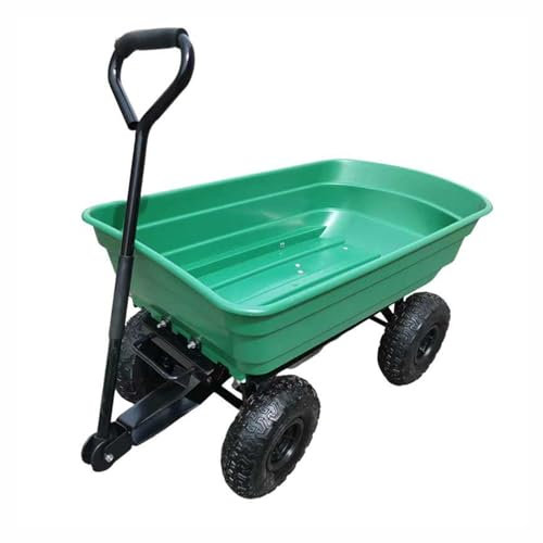 Heavy-Duty Dumping Cart Garden Wheelbarrow, 2-in-1 Convertible Dump Garden Utility Cart With Steel Frame, for Farm, Yard Work