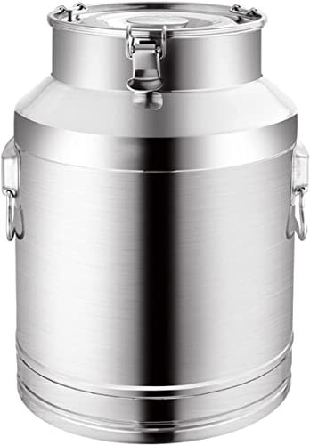 CWCQGH Latas de Transporte de Leche - Bote de Leche de Acero Inoxidable de 15L/20L/28L/35L/42L/48L Cubo para Olla de lácteos - Barril de té de Almacenamiento de líquidos con Tap,Siliver 15L