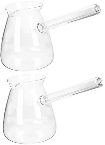 MOLUCKFU 2pcs Heat Resistant Glass Coffee Maker Turkish Style with Side Handle Teapot Suitable for Electric Ceramic Heaters and Household Use