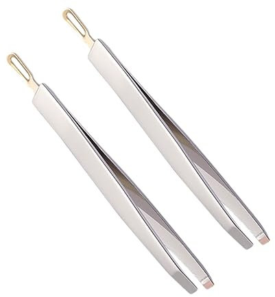 Générique 2 Pièces pinces à sourcils Gel pince à épiler pour les sourcils pince à épiler pour les poils du visage femmes trousse fouetter pince à ciseaux pince à sourcils bouche plate Silver