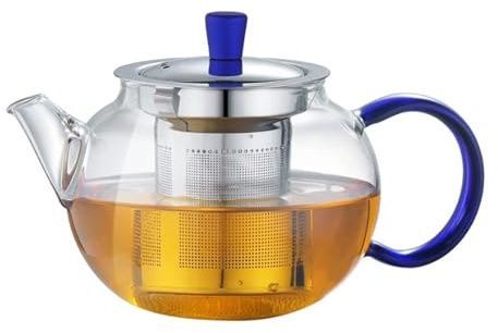 252ml Spill Proof Glass Tea Pot with Removable Infuser, Teapot Blooming and Loose Leaf Tea Maker Tea Brewer with Ergonomic Handle and Non Dripping Spout