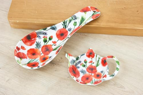 Healthy Living Direct Teabag Tidy & Spoon Rest - Poppy Field