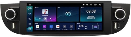 Android 14 Car Stereo for FIAT 500 2007-2015 2008 2010 2011 2012 with Wireless Carplay, 7'' Touchscreen Car Radio with WiFi Mirror Link GPS Bluetooth FM RDS Radio DSP EQ SWC+AHD Backup Camera(Black,8C