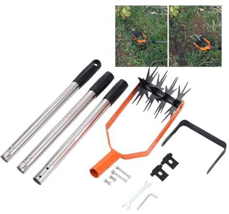 Coltivatore rotativo, coltivatore rotativo, coltivatore rotativo, a mano, per giardino, coltivatore rotativo, per terra resistente, duro e morbido, con manico antiscivolo per prato e giardino