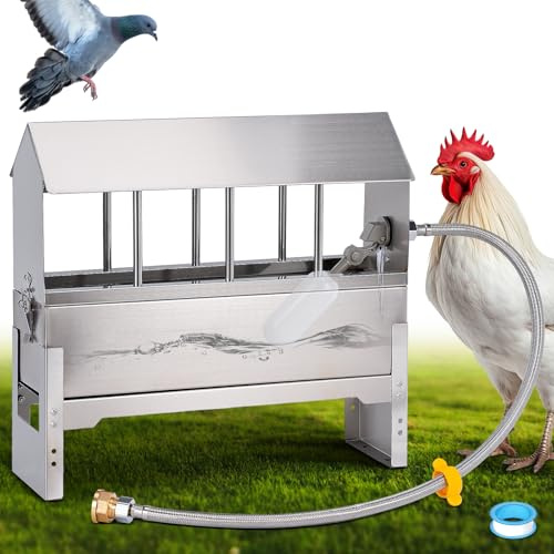 Automatischer Hühnertränker, Metall, Hühner-Wasser-Futterstation, Edelstahl, großes Hühnerbewässerungssystem, automatischer Geflügel-Bewässerungsspender mit Standbeinen für Tauben, Enten, Gans
