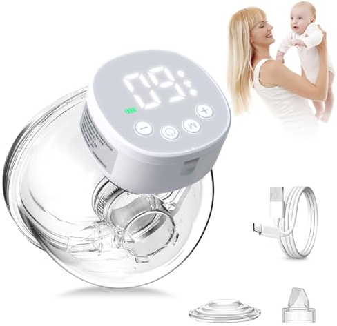 Journeyside Sacaleches Electricos, Portátil Sacaleches Manos Libres, Extractor de Leche Eléctrico con 3 Modos y 9 Niveles, Bajo Ruido & Diseño Antifugas De Leche,Pantalla LED, Sin BPA,24mm