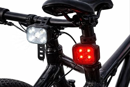pavoreale Luci Bici LED Ricaricabili USB-C, Faro Anteriore 500 Lumen e Luce Posteriore IP65, Kit luci Bici elettrica, Set Potente con modalità Multiple per Città, MTB e Monopattino