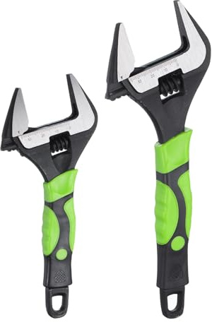 QUARKZMAN 2 Piezas Llave Ajustable 8 6 CR-V Juego De Llaves Llave Inglesa Boca Ancha Fosfatada Para Reparaciones De Fontanería Y Extremos Negro/Verde