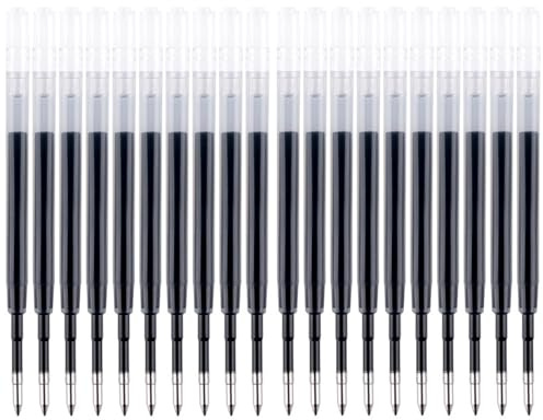 Nurila 20 Stück Kugelschreiber Minen, 0.5mm Kugelschreiberminen Schwarz, Ersatzminen für Kugelschreiber, Kugelschreiber Mine für das G2-Format (9.9cm)