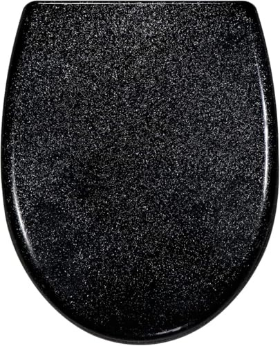 Fanmitrk Duroplast Toilet Seat Soft Close -Black Color,Quick Release Toilet Lid with Top Fixing(UF01-11XIN)