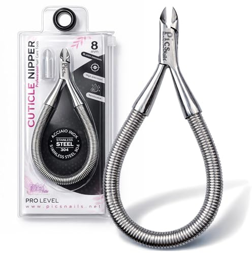 Pics Nails - Corta Cutículas Profesional 8 mm – Alicate para Cutículas de Precisión en Acero Inoxidable, Herramienta de Manicura y Pedicura Profesional
