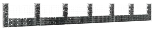 Kaloriko Gabbione a forma di U in ferro con 7 colonne, 740 x 20 x 100 cm, rete metallica per recinzione, protezione da giardino, protezione da sguardi indiscreti, rete metallica a doppia asta, per