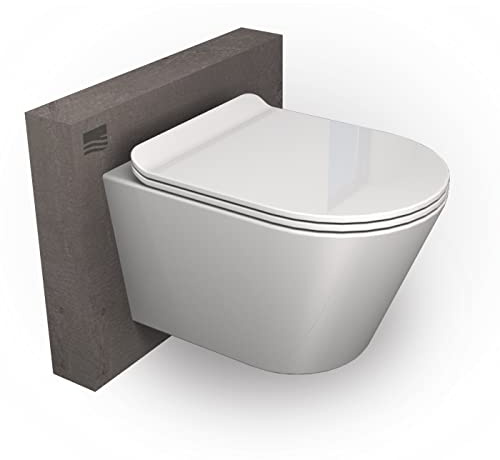 WC suspendu sans bride 1088R - Abattant Softclose inclus - Blanc brillant, Abattant siège WC:Extra plat