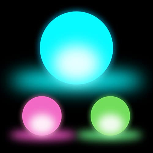 Relaxdays LED Kugel im 3er Set, Leuchtkugel, Kugellampe, Stimmungslichter mit Farbwechsel, kabellos, D: 7,5 cm, weiß