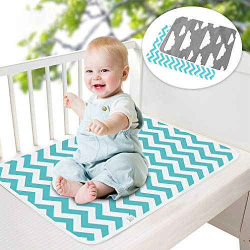 ALBOYI Baby-Wickelunterlage, wasserdicht, wiederverwendbar, multifunktional, waschbar, für Zuhause und draußen, Grau/Grün, 2 Stück