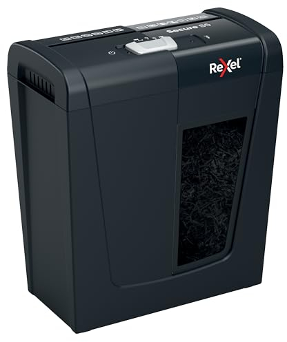 Rexel S5 Strip Cut Paper Shredder for Home Light Use, Shreds 5 sheets, 10 Litre Removable Bin, Security Level P2, Shreds Staples & Paper Clips, Quiet, Compact- Black