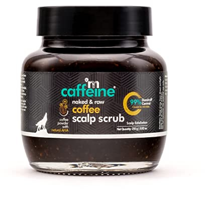 mCaffeine Naked and Raw Coffee Scalp Scrub - Scalp Cleanser Dandruff Removal - Suitable for All Hair Types - Natural Aha - Scalp Exfoliation - 8.82 oz