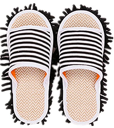 Volicph Putz-Hausschuhe mit Reinigender Abnehmbare Hausschuhe Mikrofaser-Sohle Bodenreinigung Slippers Staubtuch Hausschuhe Mop-Schuhe Putzschuhe