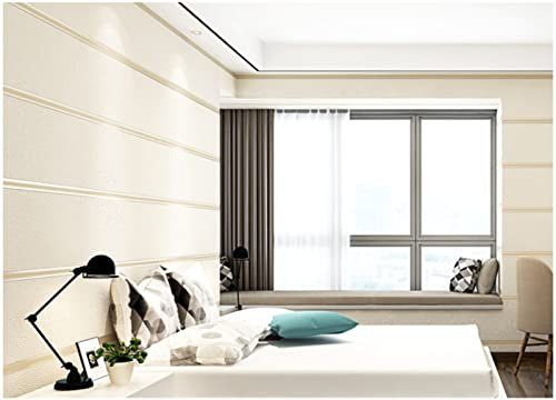 Cremeweiß Vliestapete 9,5 m x 0,53 m Streifen Tapete Modernes Design Feinpressung Tapete für Flur Wohnzimmer Schlafzimmer Büro