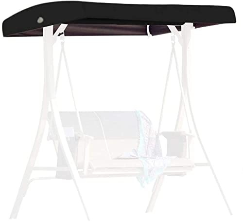 NBCV Replacement Canopy for Swing Seat 3 Seater Hammock Cover Top Garden Outdoor, Replacement Canopy Top Cover With 4 Reinforced Corner Pockets, Waterproof,Black,191x120x18/23cm