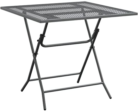 vidaXL Gartentisch Gartentisch Beistelltisch Gartenmöbel Klapptisch Bistrotisch Garten Esstisch Tisch Campingtisch Balkontisch 80x80x72 cm Streckmetall Anthrazit